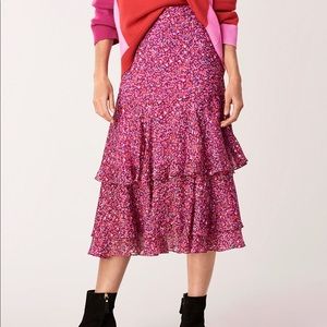 DVF Meg Silk Chiffon Tiered Midi Skirt